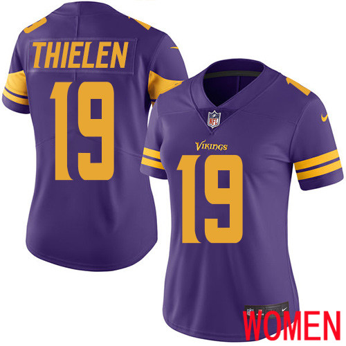 Minnesota Vikings #19 Limited Adam Thielen Purple Nike NFL Women Jersey Rush Vapor Untouchable->youth nfl jersey->Youth Jersey